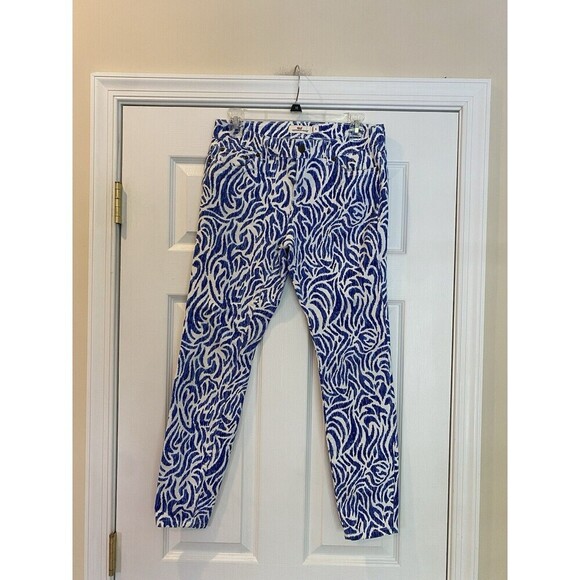 Vineyard Vines Preppy Nautical Zebra Print Cropped Jeans Size 8 - Picture 1 of 6